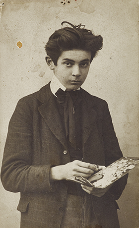 Egon Schiele mit Palette, September 1906